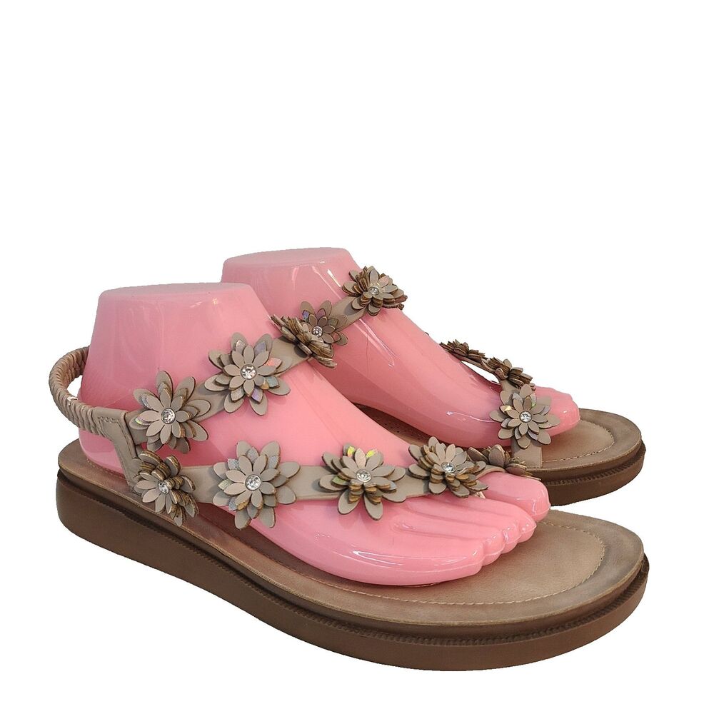 Annie Comfort Joey Floral Daisy Slingback 10 Sandals Rhinestone Boho Cottagecore